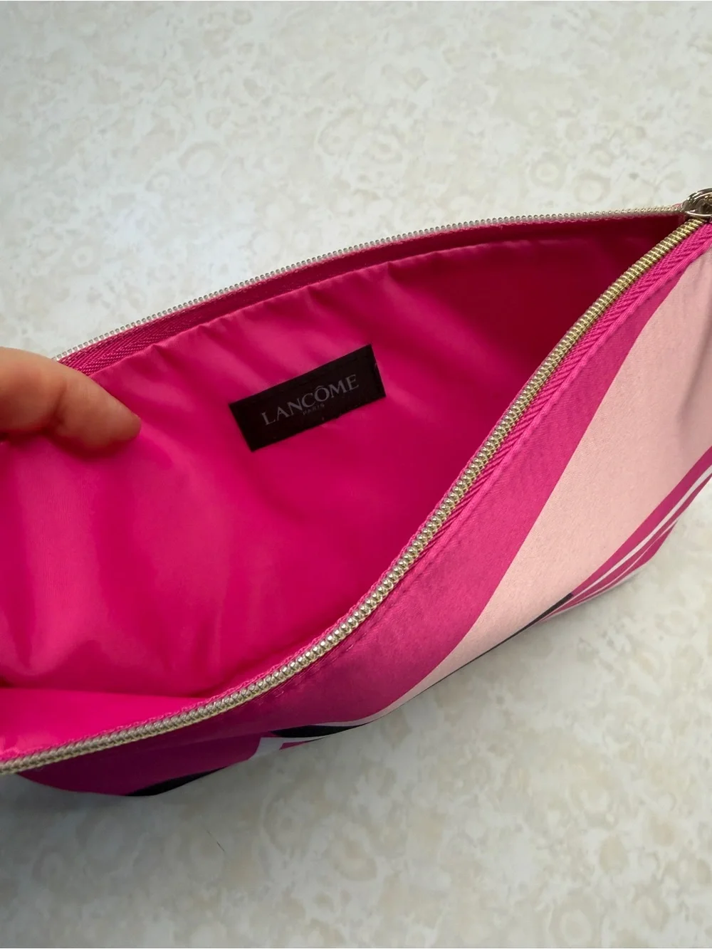 Lancôme Pink Geometric Print Cosmetic Pouch